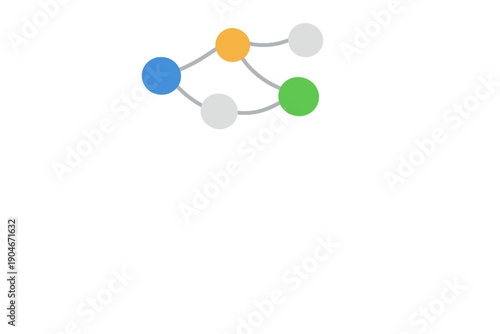 Network diagram showing connections between nodes with different colors in a simple layout using circles and lines to represent relationships