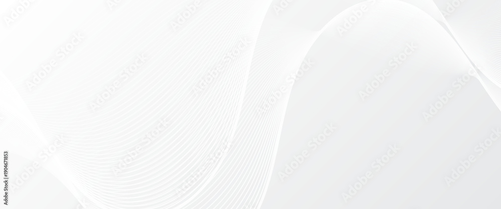 Obraz premium Elegant abstract vector background with smooth white wave lines on a light gray gradient, perfect for modern, tech, or corporate design projects. eps 10. vectopr background.