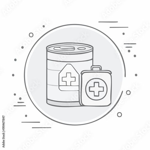 非常食保存缶のシンプルアイコン 防災備蓄イメージ