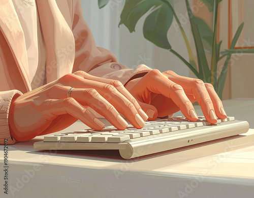 タイピングを行っているイラスト
AI生成素材
