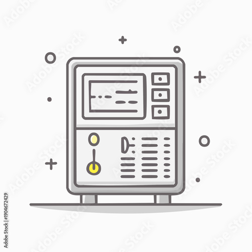 工業用制御盤のシンプルアイコン 電気設備イメージ
