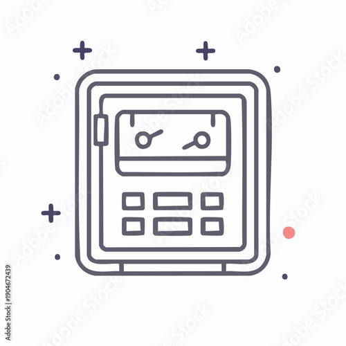 工業用制御盤のシンプルアイコン 電気設備イメージ