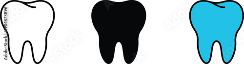 Human Tooth Icon Set for Dental Care, Stomatology, and Oral Hygiene Services vector illustration 