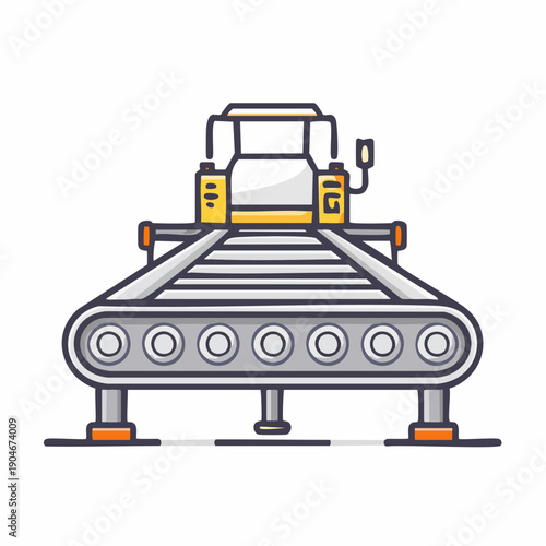 工場コンベア装置のシンプルアイコン 生産ライン設備
