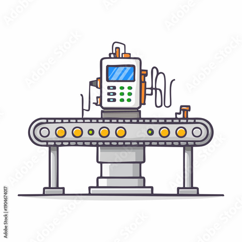 工場コンベア装置のシンプルアイコン 生産ライン設備
