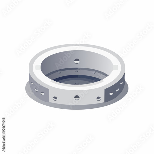 円形フランジ部品の工業用アイコン 配管接続パーツ