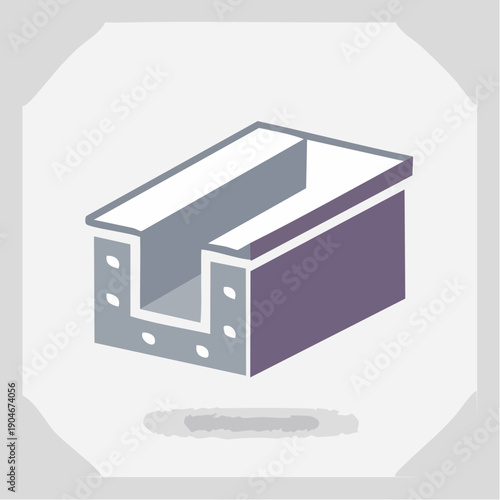 U字チャンネル鋼材の工業用アイコン 構造金属部材