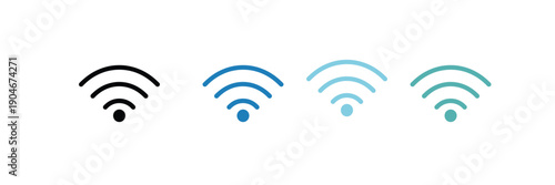Wireless Wi-Fi Signal Icon Set for Internet Connectivity and Network Status Symbols vector illustration 