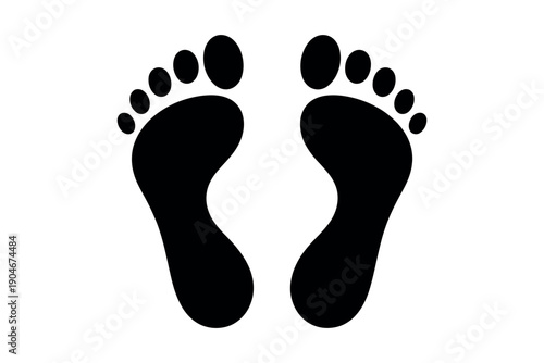 Human Footprints Vector Illustration, Barefoot Silhouette Icon