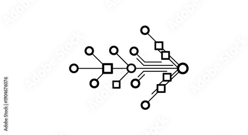 Abstract Circuit Board with Data Flow Arrow for Technology and Network Communication, isolated white background