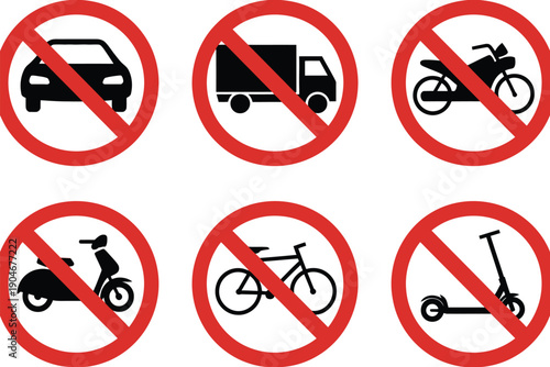 No vehicle entry sign, prohibited transport icons set for top ranked restricted access visuals, traffic management projects, city map designs, road safety presentations, navigation apps