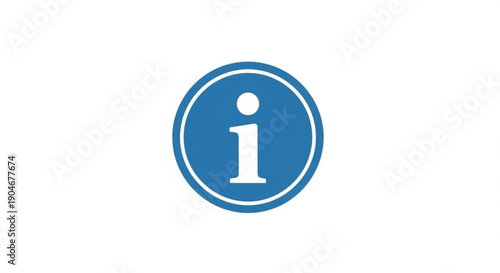 Blue information icon with white lowercase letter i on a plain white background for notifications and guidance