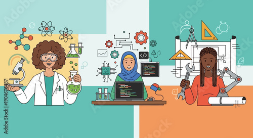 Diverse Female Scientists Working in Laboratory.