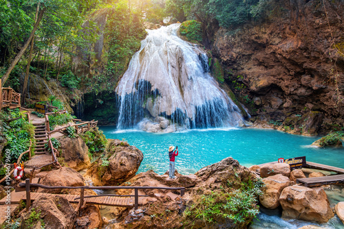 Ko Luang Waterfall or Heart Shaped Waterfall in Lamphun province, Thailand.