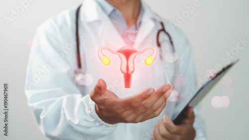 Bilde på lerret Doctor using digital technology to visualize female reproductive system and uterus health