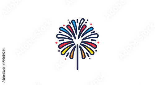 Vibrant and Colorful Fireworks Burst Icon Celebrating Festive Occasions and Joyful Events