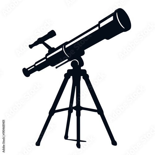 Silhouette of a telescope on a tripod, symbolizing astronomy and stargazing