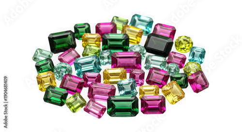 Assorted colorful vitamin and supplement pills arranged in a circular pattern isolated on transparent background