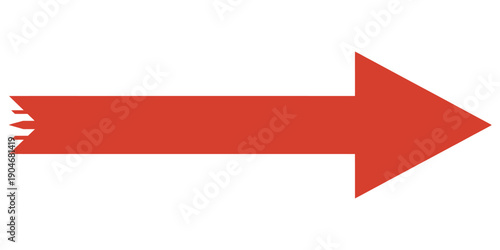 Red long line arrow icon on white background