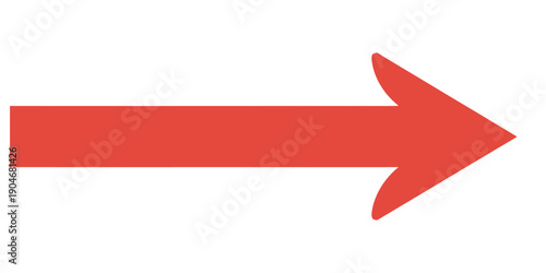 Red long line arrow icon on white background, arrowhead long vector icons, isolated red pointing vector arrow set,