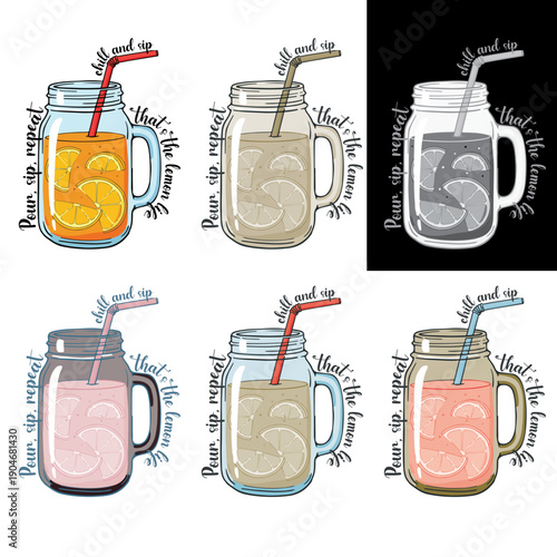 A colorful illustration of mason jars filled with refreshing summer drinks