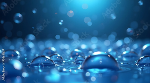 Wallpaper Mural Close-up of glistening water droplets on a blue surface, creating a serene and refreshing atmosphere. Torontodigital.ca