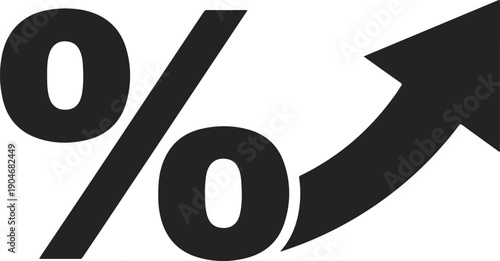 Percentage increase icon showing growth and rising rates