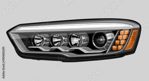 Modern Car Headlight with LED Lights 1.