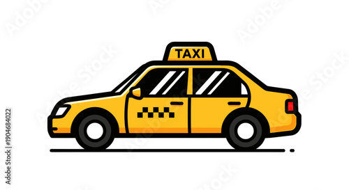 Yellow Taxi Cab Vehicle Illustration.
