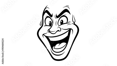 Cartoon face with exaggerated expressions