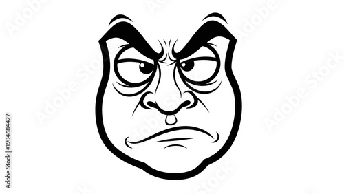 Angry face cartoon character with frowning expression