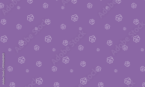 パンジーの花マークの手書き風フレームが並ぶ紫色の壁紙