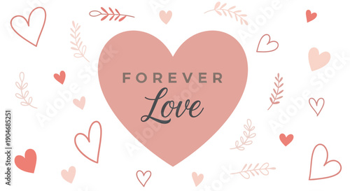 Happy Valentine's Day Greeting Card with Pink Heart Illustration