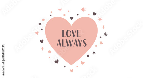 Valentines Day celebration with hearts and love symbols around