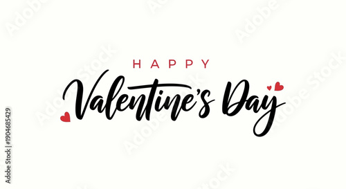 Happy Valentine's Day Greeting with Red Hearts on White Background