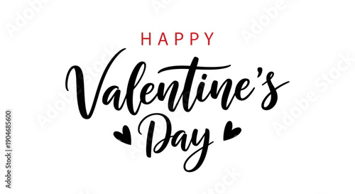 Happy Valentine's Day Greeting Card with Hearts on White Background