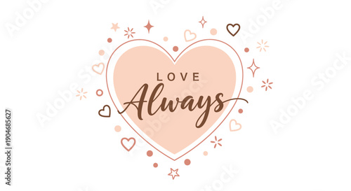 Valentines Day Love Heart with Sparkling Decorations and Sweet Message