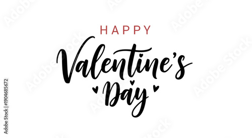 Happy Valentine's Day message with hearts on white background