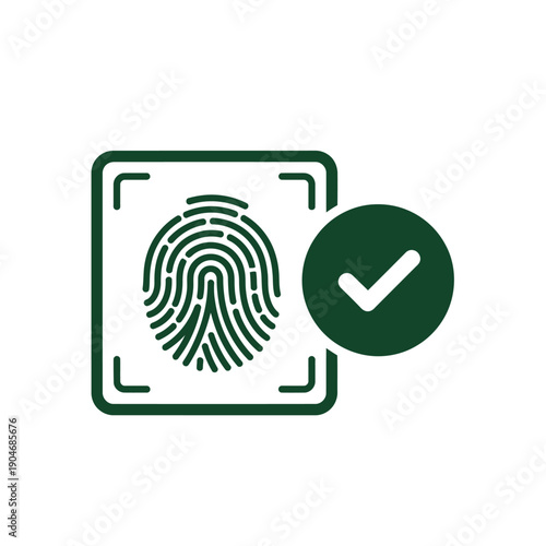 Fingerprint Scan Verified with Green Checkmark Icon for Security and Identification