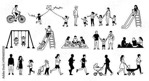 Diverse People Enjoying Various Outdoor Activities and Leisure Time Together