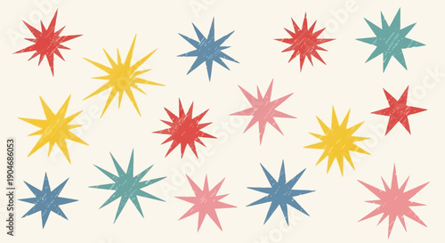 Colorful Starbursts Collection: Festive Retro Graphic Elements for Design