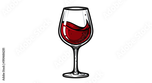 Elegant Glass of Red Wine with Swirling Liquid, Vector Illustration for Celebration