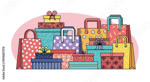 Vibrant Vector Collection of Gift Bags and Presents for Celebrations and Holidays