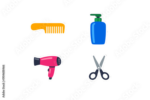 Various tools used for personal grooming and hairstyling on a simple background with no distractions
