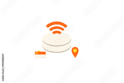 Device shows wireless signal strength and battery status in a minimalistic design for technology users in a home setting