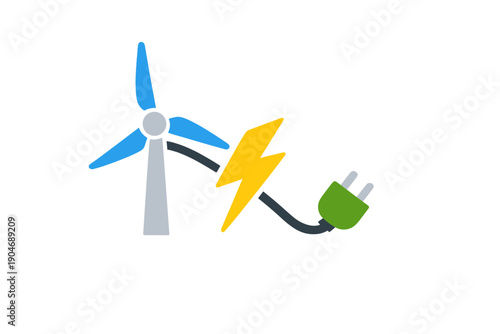 Wind turbine generates power for electric connection in sustainable energy project in a modern setting