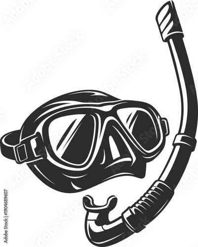 Snorkeling Mask and Snorkel Diving Gear Vector Illustration.