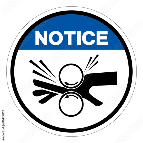 Notice Rotating Roller Hazard Symbol Sign ,Vector Illustration, Isolate On White Background Label.EPS10