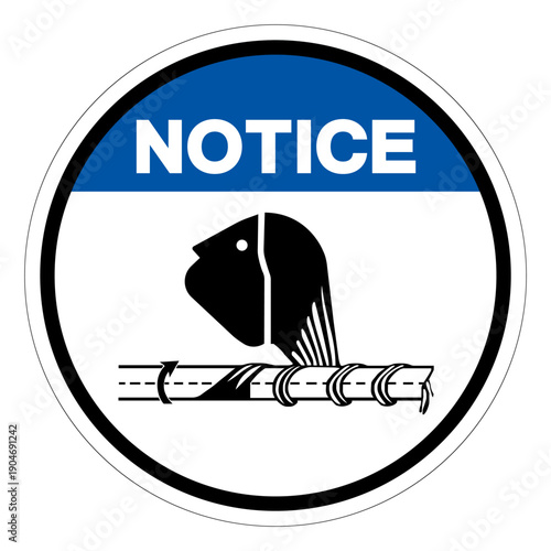 Notice Hair Entanglement Rotating Shaft Symbol Sign,Vector Illustration, Isolated On White Background Label.EPS10