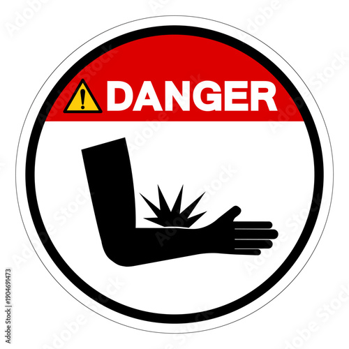 Danger Arm Crush and Pinch Hazard Symbol Sign,Vector Illustration, Isolated On White Background Label.EPS10